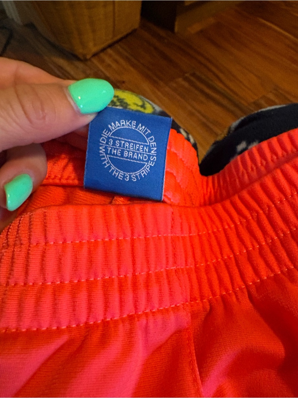 Vintage Adidas Neon Coral Rhinestone Track Pants Y2K Wide Leg Joggers M (0804) - Picture 6 of 10
